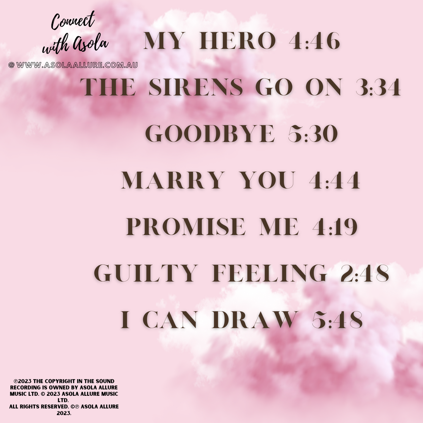 7-Track CD Album by Asola Allure (Promise Me Album)